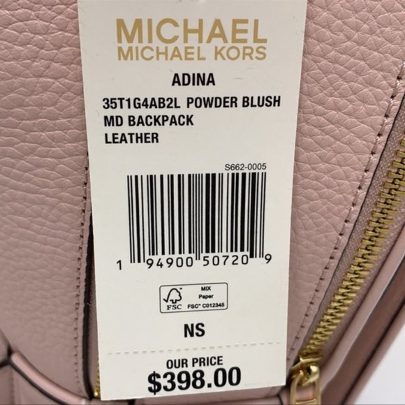 Michael Kors Adina Medium Backpack Leather Powder Blush - Picture 9 of 16
